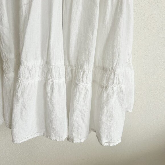 Devotion Twins Dress White Gauze Ruffle Midi V-Neck 3/4 Sleeve Peasant - Picture 6 of 8